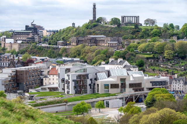 A general view of the Scottish Parliament Building, in Holyrood, Edinburgh, Scotland, Britain, May 5, 2024. REUTERS/Lesley Martin/File Photo
