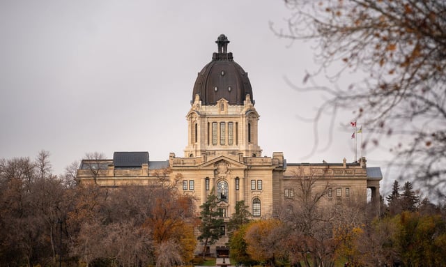 The Saskatchewan Legislative Building can be seen from Trafalgar Overlook in Regina on Oct. 24, 2024. THE CANADIAN PRESS/Heywood Yu