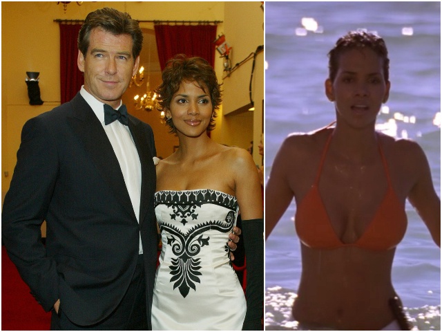 Pierce Brosnan who plays James Bond poses for photographs with co-star Halle Berry who plays Jinx at the World Premiere of the latest James Bond film "Die Another Day" in London. (Photo by PA Images via Getty Images)
