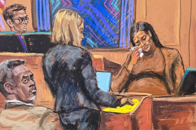 Sean Combs face à sa petite amie de l’époque, Cassie Ventura, lors de son procès pour trafic sexuel à New York, le 13 mai.