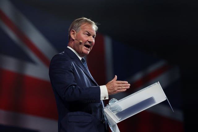 Rupert Lowe speaks during Britain's Reform UK party's national conference in Birmingham, Britain, September 20, 2024. REUTERS/Hollie Adams/File Photo