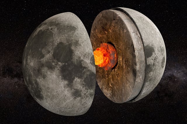 An artist&#39;s cross-section of the moon.