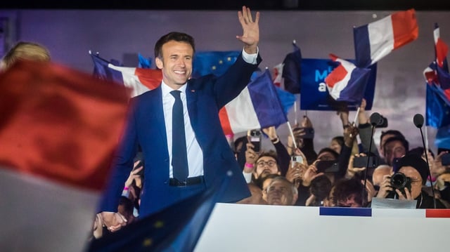 President Macron after winning the second round of elections in 2022