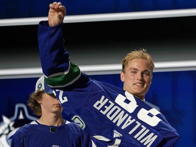  Tom Willander was Vancouver’s first-round pick (No. 11 overall) in the 2023 NHL Draft.