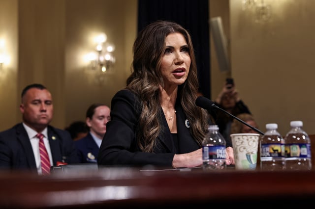 U.S. Secretary of Homeland Security Kristi Noem testifies before a House Homeland Security hearing on the Department of Homeland Security (DHS) budget, on Capitol Hill in Washington, D.C., U.S., May 14, 2025. REUTERS/Anna Rose Layden