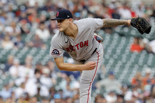 May 12, 2025; Detroit, Michigan, USA;  Boston Red Sox pitcher Tanner Houck (89) pitches first inning against the Detroit Tigers at Comerica Park. Mandatory Credit: Rick Osentoski-Imagn Images
