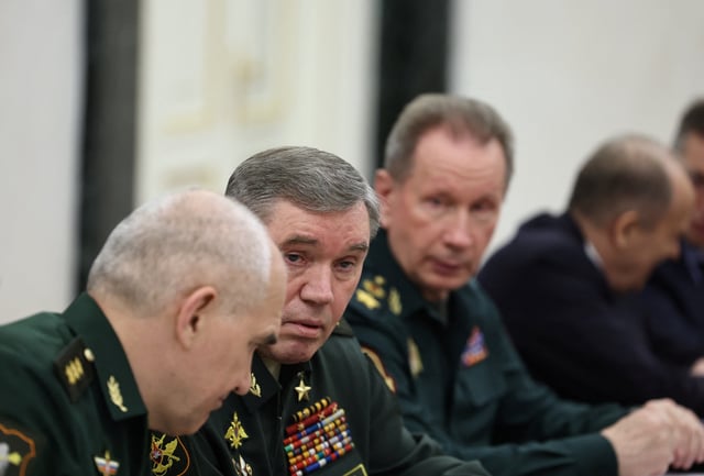 Chief of the General Staff of Russian Armed Forces Valery Gerasimov attends a meeting, chaired by President Vladimir Putin and held to discuss the upcoming peace talks with Ukraine, in Moscow, Russia May 14, 2025. Sputnik/Alexander Kazakov/Pool via REUTERS