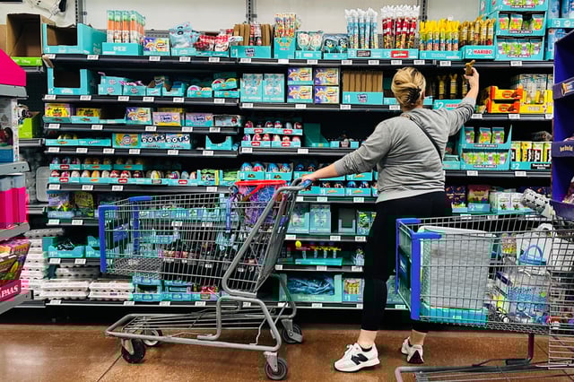 A customer at a Walmart in Rosemead, Calif., on April 11, 2025.