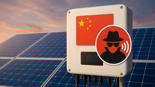 Solarmodule und Wechselrichter mit chinesischer Flagge