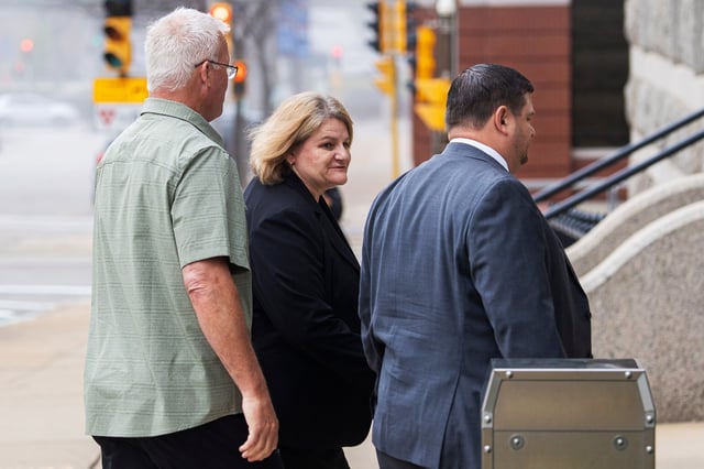 Judge Hannah Dugan outside the Milwaukee Federal Courthouse on May 15, 2025.