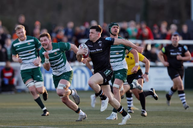 Rugby Union - Premiership Rugby Cup - Semi Final - Ealing Trailfinders vs Leicester Tigers - Trailfinders Rugby Club, London, Britain - February 18, 2024 Leicester Tigers' Matt Scott scores a try. Andy Couldridge/Action Images/File Photo