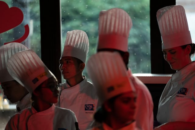 George Brown College culinary students are photographed during a Michelin star ceremony in Toronto on September 13, 2022. The Michelin Guide's famous inspectors have ventured outside Toronto's city limits. THE CANADIAN PRESS/Alex Lupul