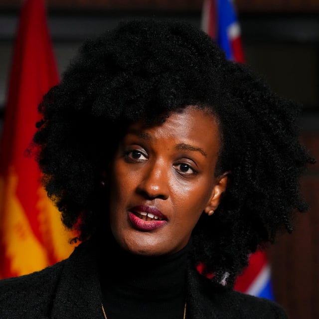 Ketty Nivyabandi, secretary-general of Amnesty International Canada, speaks as she joins the Black Class Action Secretariat as they hold a press conference on Parliament Hill in Ottawa on Wednesday, Sept. 28, 2022. THE CANADIAN PRESS/Sean Kilpatrick
