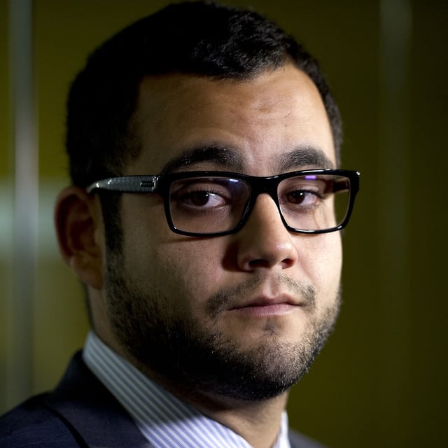 Mayor Rob Ford's spokesperson Amin Massoudi thanks the public for their support regarding the mayors recent health issues in Toronto, Ontario, Thursday, September 11, 2014. (Photo by Kevin Van Paassen for The Globe and Mail)