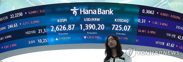 This photo shows the dealing room at Hana Bank in central Seoul on May 16, 2025. (Yonhap)