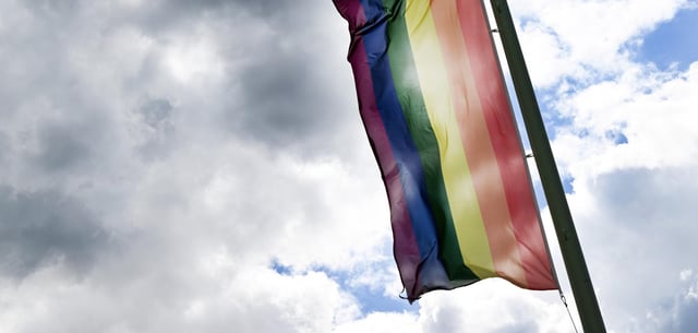 Ein Exemplar der Regenbogenfahne