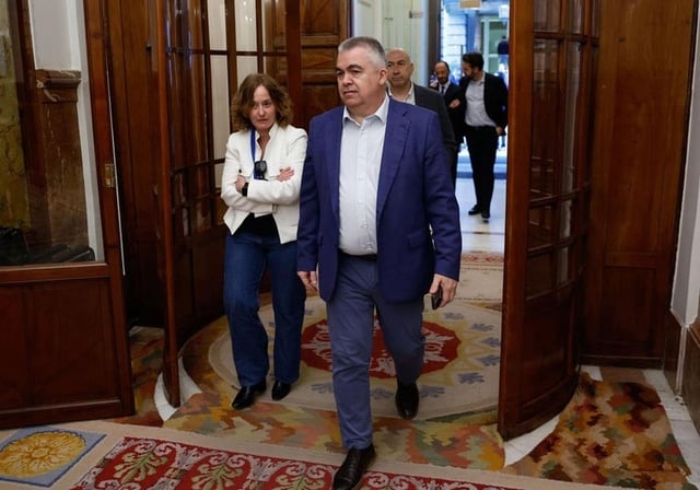 El diputado del PSOE Santos Cerdán a su salida del pleno del Congreso, esta semana