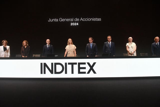 El consejo de administración de Inditex en una junta general de accionistas.