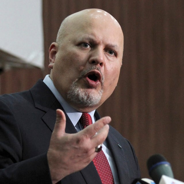 FILE - Karim Ahmed Khan, International Criminal Court chief prosecutor, speaks during a news conference in Khartoum, Sudan, Aug. 12, 2021. (AP Photo/Marwan Ali, File)