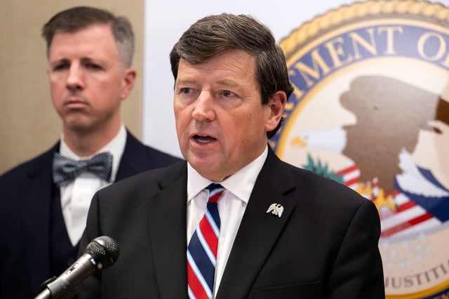 Ed Martin speaks during a press conference on May 13, 2025 in Washington, DC.