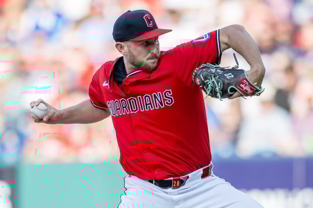 May 10, 2025; Cleveland, Ohio, USA; Cleveland Guardians starting pitcher Tanner Bibee (28) throws a pitch during the first inning against the Philadelphia Phillies at Progressive Field. Mandatory Credit: Ken Blaze-Imagn Images/File Photo