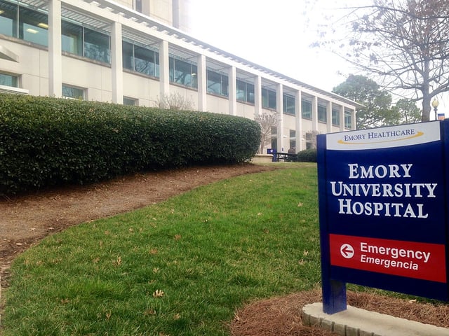Exteriors of Emory University Hospital on February 4, 2015.