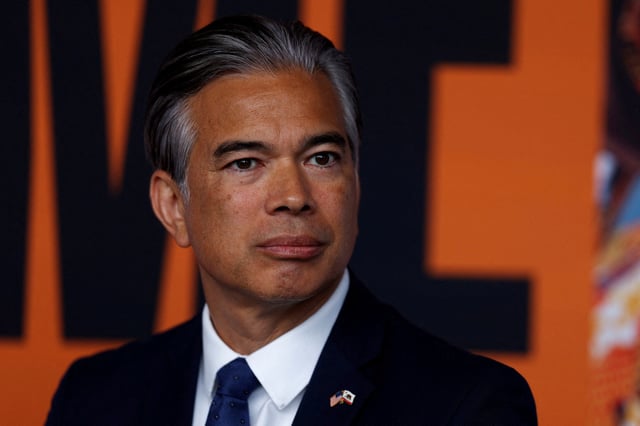 California Attorney General Rob Bonta sits, during a press conference announcing a lawsuit against oil giant Exxon Mobil over its alleged role in global plastic waste pollution at Climate Week in New York City, U.S., September 23, 2024. REUTERS/Shannon Stapleton/File Photo