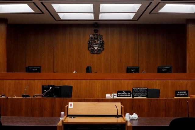 A courtroom at the Edmonton Law Courts building is shown in Edmonton on June 28, 2019. 