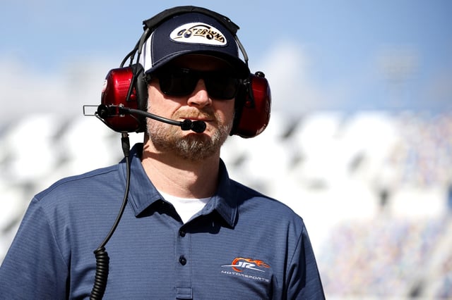 NASCAR Hall of Famer and JR Motorsports owner, Dale Earnhardt Jr. looks on during practice for the NASCAR Cup Series Daytona 500 at Daytona International Speedway on February 12, 2025 in Daytona Beach, Florida.