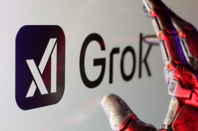 xAI and Grok logos are seen in this illustration taken, February 16, 2025. REUTERS/Dado Ruvic/Illustration