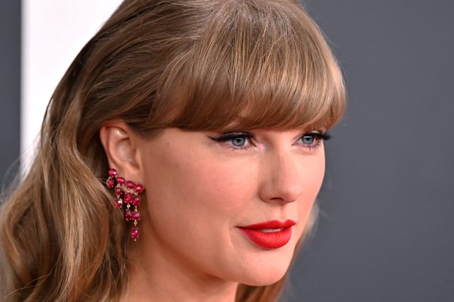 Taylor Swift arrives for the 67th Annual Grammy Awards at the Crypto.com Arena in Los Angeles on Feb. 2, 2025.