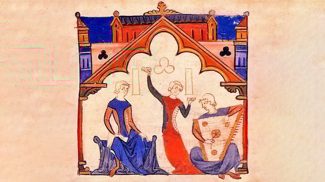 Miniatura do Cancioneiro da Ajuda (fins do século XIII).