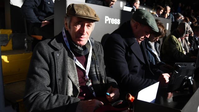 Brian Glanville in the press box at Craven Cottage to report on Fulham’s match with Aston Villa in February 2018