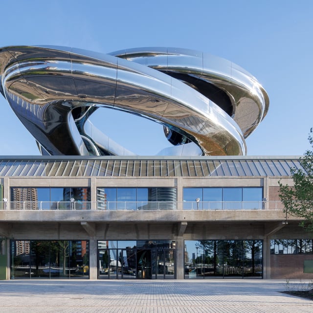 fenix museum's tornado feature rising from its roof