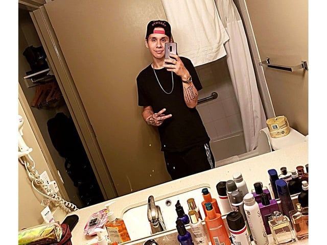 Nicholas Edward Grieves, 24, of Brantford died in hospital from wounds suffered after he was shot in a vehicle on Highway 401 on July 7, 2021. Grieves had been stopped near Highgate by Chatham-Kent OPP officers responding to a gas theft. OPP Const. Sean O'Rourke has pleaded not guilty to manslaughter. PHOTO Supplied