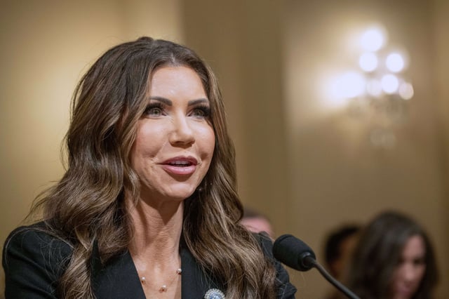 Homeland Security Secretary Kristi Noem testifies during a House Committee on Homeland Security hearing, Wednesday, May 14, 2025, in Washington. (AP Photo/Kevin Wolf)