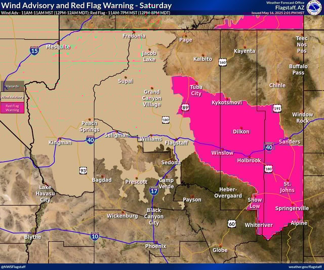 Wind Advisory and Red Flag Warning - Saturday, May 17