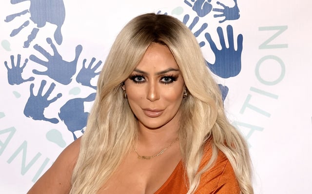 Aubrey O&#39;Day arrives at the launch of the DermKing Humanity Foundation on Nov. 5, 2023 in Los Angeles, California. (Photo by Kevin Winter/Getty Images)