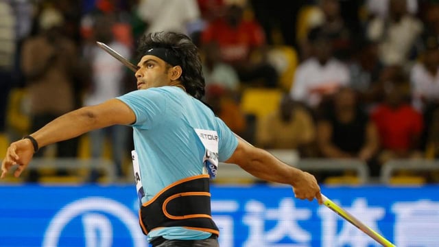 Neeraj Chopra competes in Doha Diamond League on Friday. (AFP)