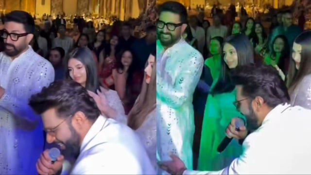Abhishek Bachchan, Aishwarya Rai and Aaradhya Bachchan were seen at an event.