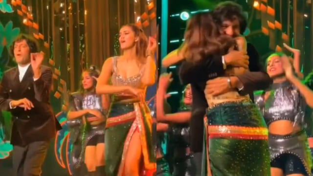 Ananya Panday and Chunky Panday dancing together.