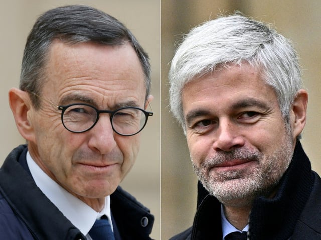 Members of the Republican party have been casting their ballots all weekend to elect either Bruno Retailleau (L), France's interior minister, or the party's parliamentary boss, Laurent Wauquiez (R), as their chief