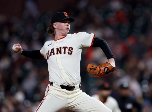 San Francisco Giants relief pitcher Hayden Birdsong #60 throws against the Milwaukee Brewers in the sixth inning of their MLB game at Oracle Park in San Francisco, Calif., on Monday, April 21, 2025. (Jane Tyska/Bay Area News Group)