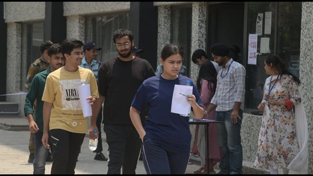 The exam was conducted at five designated places across Chandigarh, Mohali, Panchkula, with around 3,000 students appearing for it. (Sanjeev Sharma/HT)