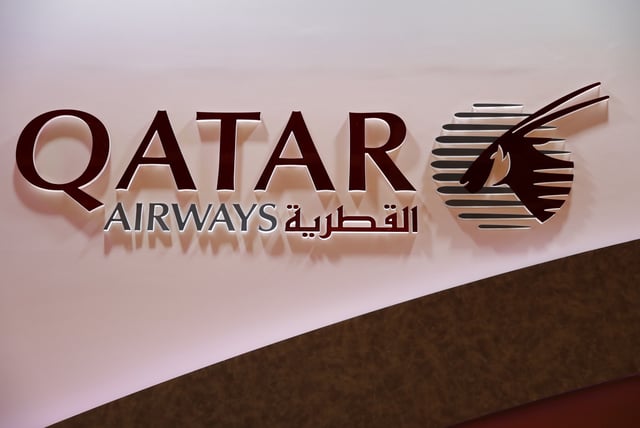 The Qatar Airways logo is pictured at the International Tourism Trade Fair ITB in Berlin, Germany, March 7, 2018/ File Photo