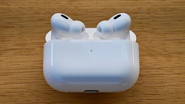 The new Apple Airpods 4 on display upon release on September 20, 2024 at the Apple Store at The Grove in Los Angeles, California.