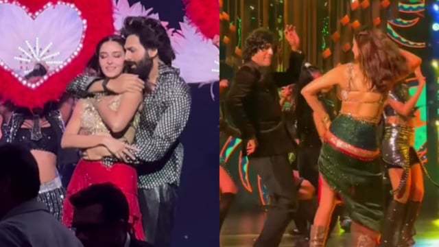 Ananya Panday's stage performance with Kartik Aaryan and Chunky Panday