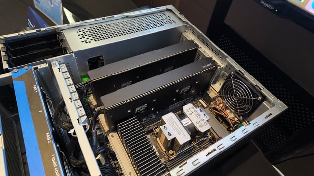Two of these Maxsun cards, each with two GPUs and 48 GB of VRAM, for a total four GPUs and 96 GB VRAM in one system.