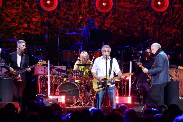 Jon Button, Zak Starkey, Roger Daltrey and Pete Townshend of The Who are pictured performing onstage in 2022.