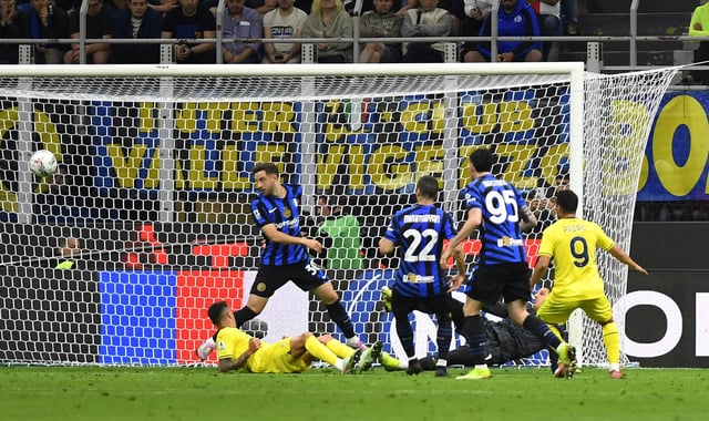 Soccer Football - Serie A - Inter Milan v Lazio - San Siro, Milan, Italy - May 18, 2025 Lazio's Pedro scores their first goal REUTERS/Massimo Pinca